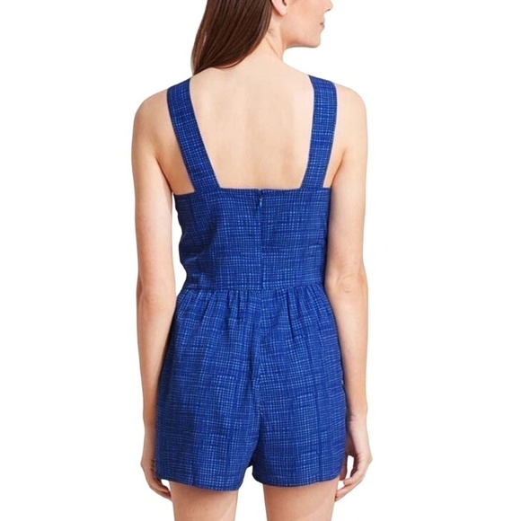 VINEYARD Vines Tide Blue Basketweave Halter Romper Jumpsuit Shorts Sleveless - Picture 3 of 9